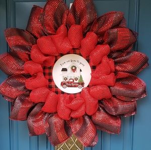 Christmas Buffalo Check Wreath Handmade
